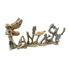 Sunglo Fantasy Metal Word Art Figurine Fairy Dragon Owl 1996 Made in USA