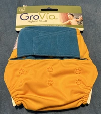 GroVia AI2 Hybrid Diaper Shell – Wacky Mandarin Blue – One Size – NIP / Limited