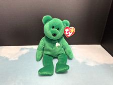 Ty Beanie Baby Erin Teddy Bear 1999 green 8.5 inches st patrick's day retired