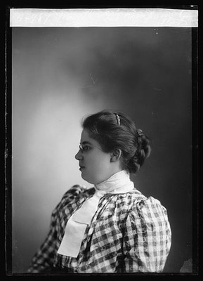 Photo:Mrs K H Thompson Portrait Woman in Plaid Dress c1894-1901