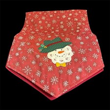 Quilted Christmas Or Winter Table Runner Snowman Design Red Snowflakes 12 x35