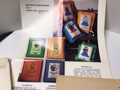 Vintage McCall s Needlework Transfers  MUFFIN S FOUR SEASONS 132-T  EMBROIDERY