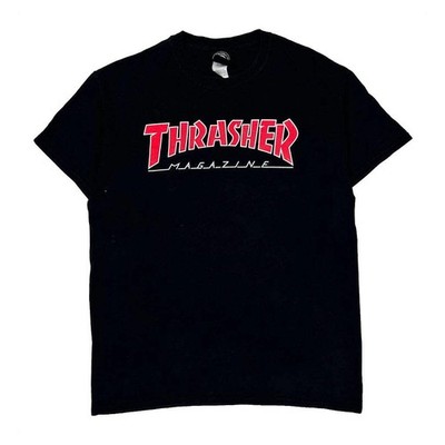 Thrasher Spellout T-Shirt - Medium Schwarz Baumwolle