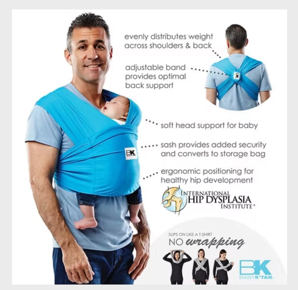 Baby K’tan BREEZE Cotton Mesh Wrap Style Baby Carrier, Teal , XL - Image 4 of 4