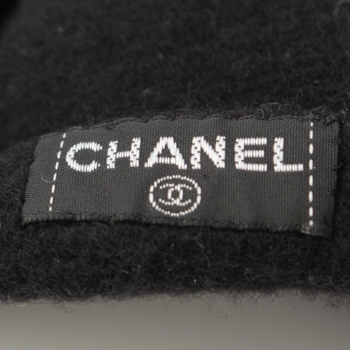 Chanel 98P Wool Coco Mark Embroidered Handwritten Tag Beret Black 57 *Pqb1129 thumbnail 12