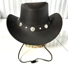 Australian Outback Leather Cowboy Shapeable Black Hat LARGE Hadzam Cow Hide