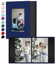 4x6 Photo Album Linen Cover Holds 100 Photos Acid Free Pages Dark Blue
