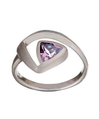 Silberner Amethyst Ring Sterlingsilber moderner Violinschlüssel Musiknote Spirale