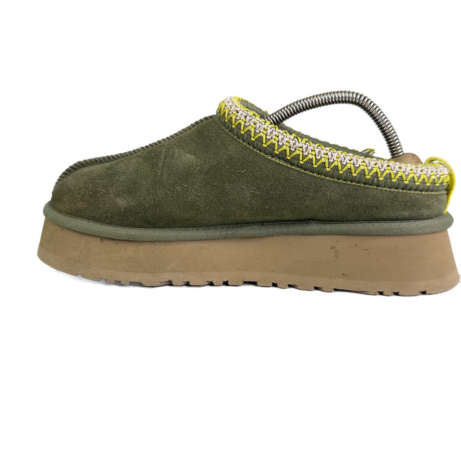 UGG Women's Tazz shearling Platform Slippers Size 9 Burnt Olive green RARE image 4