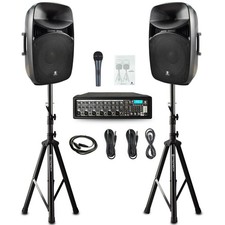 PRORECK MX15 2500W 15" Active PA System DJ Mixer Speakers Bluetooth 48V Mics
