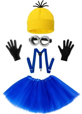 5Pcs Halloween Costume Set for Girls Goggles Beanie Tutu Suspenders Glove Outfit