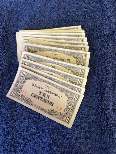 THE JAPANESE GOVERNMENT 10 CENTAVOS BANKNOTE Lot Of 25 Circulated - Picture 1 of 3