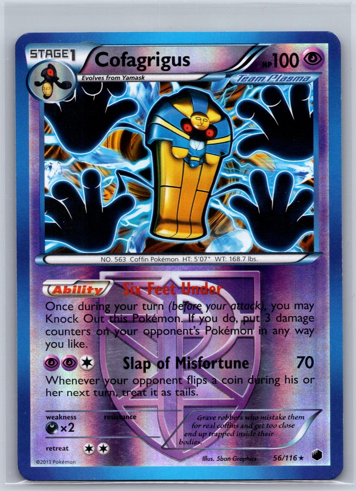 Cofagrigus 56/116 Holo Rare Plasma Freeze Pokemon Reverse Holo Lightly Played