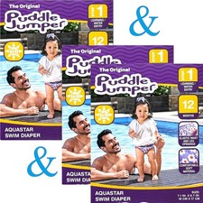 3: PUDDLE JUMPER AquaStar SWIM DIAPERS Age 12 Mos REUSABLE Purple New in Boxes