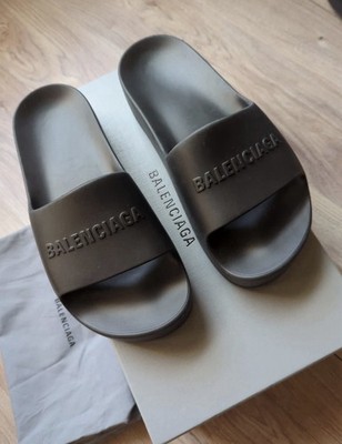 Balenciaga Logo Platform Slide Sandals in black rubber Size 39
