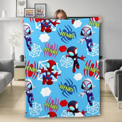 Personalized Disney Cute Spider Hero And Fleece Blanket Gift For Friends#2