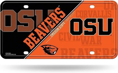 Oregon State University Beavers Metal Auto Tag License Plate, Split 