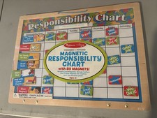 Melissa Doug Wooden Magnetic Responsibility Chores Chart Kids Calendar NEW
