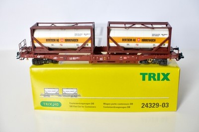 H0 Trix 24329-03 Taschenwagen Container-Tragwagen Bertschi Tanktainer DBAG Ep. V