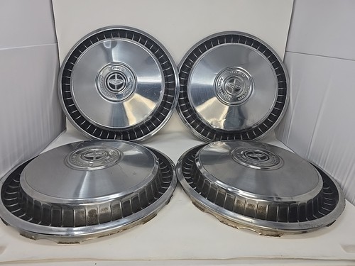 Ford Hubcaps Set of 4 Vintage Metal Wheel Covers Decent But Some Imperfections