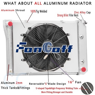 4Row Radiator Shroud+Fan for 1973-74 Chevy Nova/Buick Apollo/Pontiac Ventura 4.1