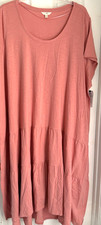 Terra & Sky Women’s Tiered Knit Maxi Dress Mauve Glow New 4X