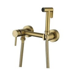 Warm Water Bidet Sprayer for Toilet with Brass Hot and Cold Brushed Gold