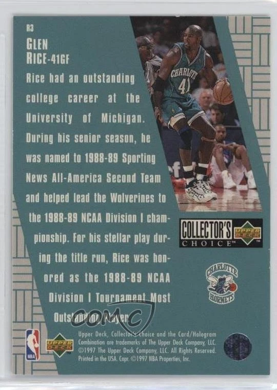 1997-98 Upper Deck Collector's Choice Crash the Game Prizes Glen Rice #R3 - Image 2 of 2