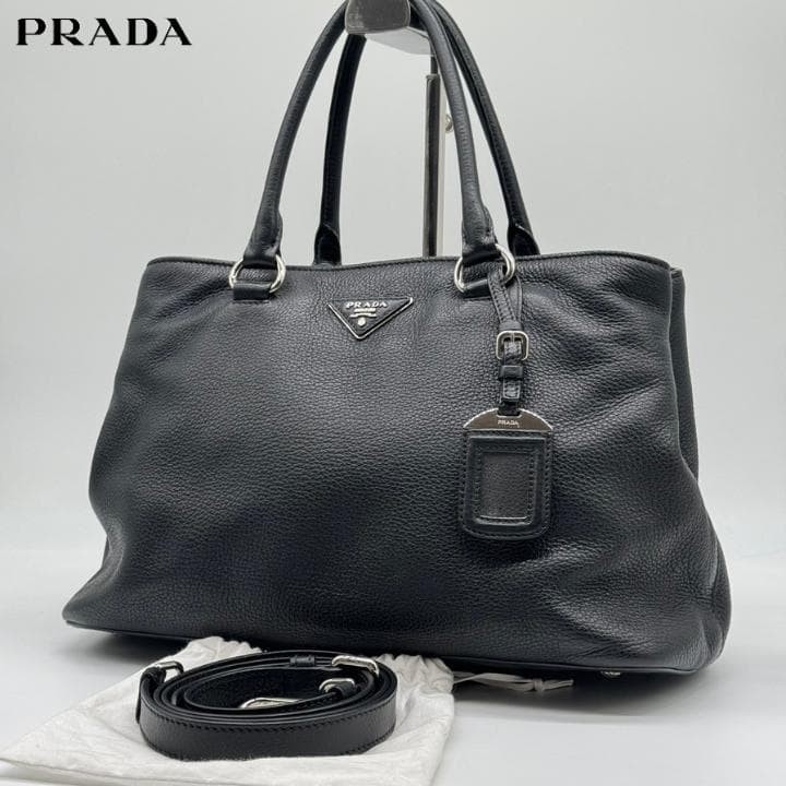 PRADA Triangular Logo 2 Way Leather Shoulder Hand… - image 10