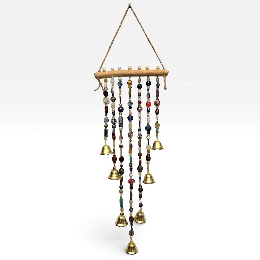 REIMAGINED Glass Bead Wind Chime Suncatcher w/ Brass Bells 2