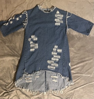 THRILL Tunic Size M  Distresed Denim Dress
