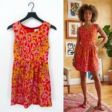 Julie Brown Women’s 2 100% Silk Leopard Print A-Line Dress