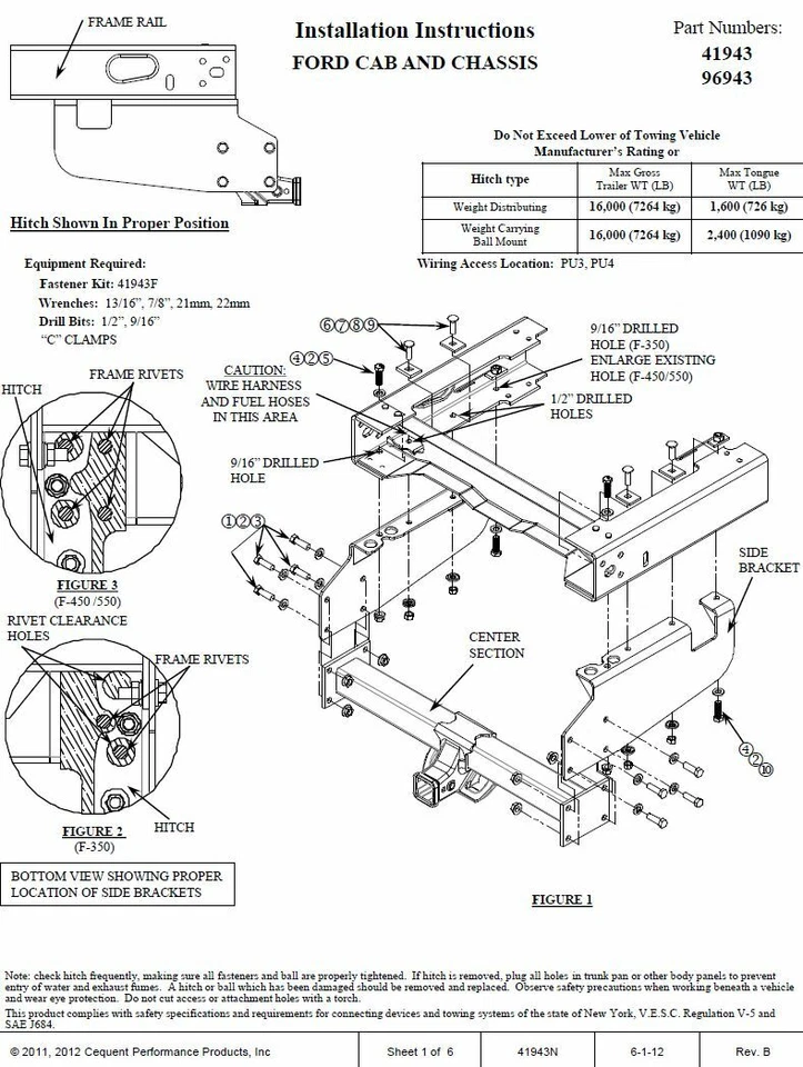 Сцепное устройство для буксировки прицепа для 99-21 Ford F-350 F-450 F-550 суперпрочная кабина и шасси НОВОЕ - Изображение 4 из 4