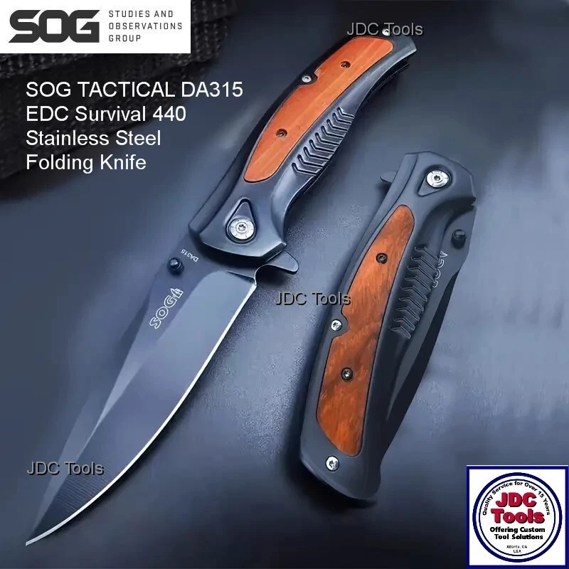 SOG Outdoor Folding Fishing Camping Handy Black Spring Assist Pocket Knife NEW!! - Image 3 of 4