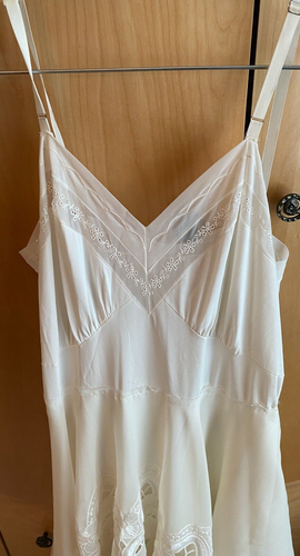 VINTAGE LACE CUTOUT SHANGHAI CHINA SHEER NIGHTGOWN SLIP DRESS WOMENS SZ M - Picture 2 of 7