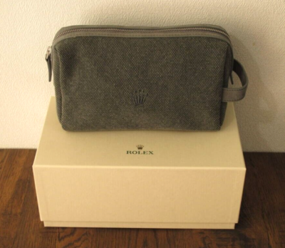 ROLEX　非売品　ミニボストンバック　ポーチ ROLEX Watch Novelty Khaki/Green Cotton Leather Mini Pouch Clutch