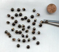 24 VINTAGE WEST GERMAN BRONZE GLASS ROUND 6.5mm. FACETED RHINESTONE GEMS  L967