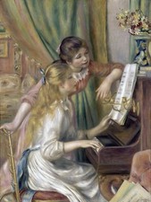 Girl children piano music A. Renoir Tile Mural Kitchen Backsplash Marble Ceramic