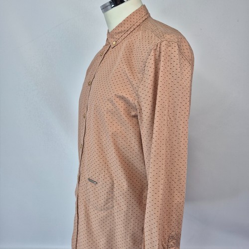 Diesel Dress Shirt Mens Sz XXL Slimming Salmon Geometric Designer EUC - Picture 3 of 15