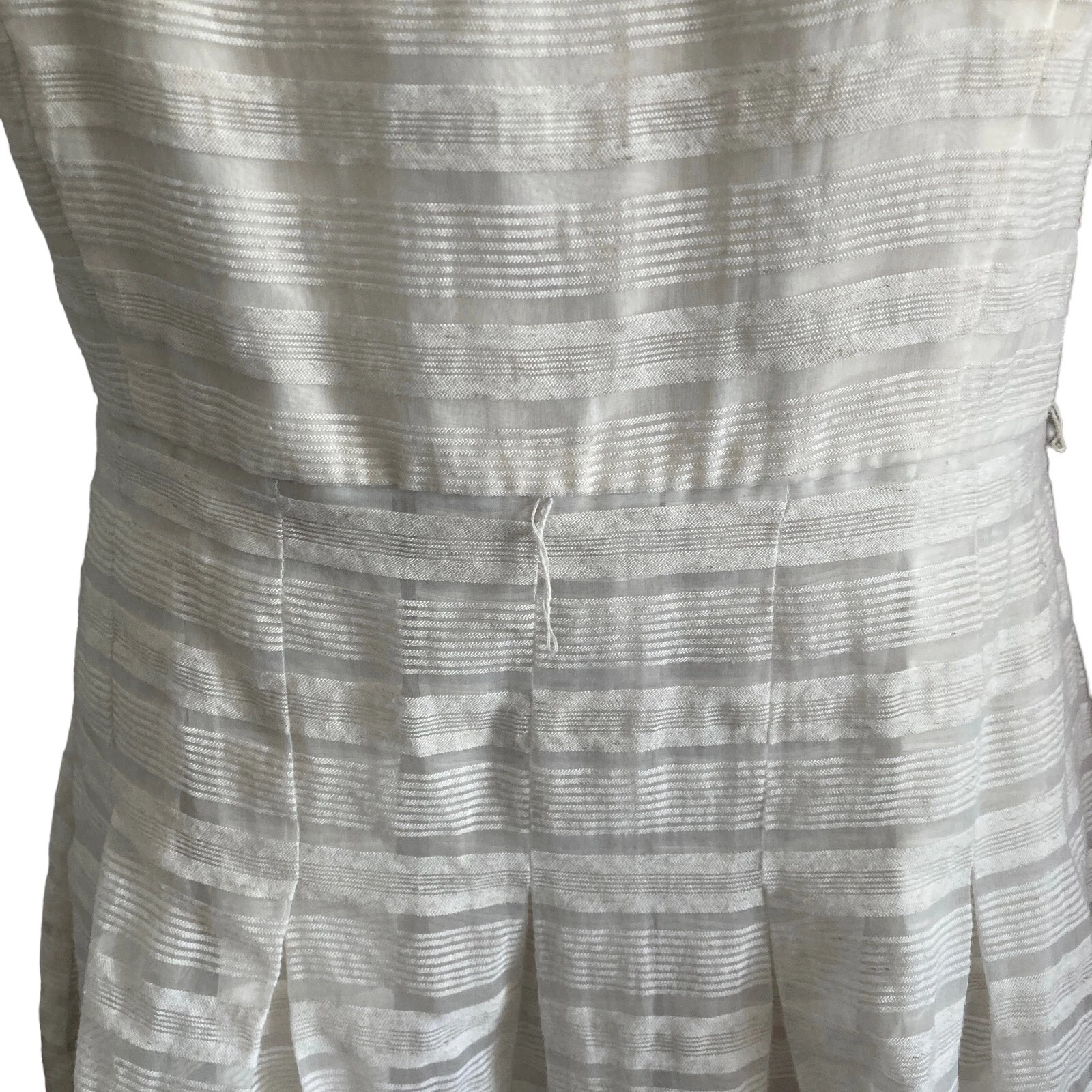 OFF WHITE Tommy Hilfiger abito swing donna 12 bianco sporco misto lino floreale estate primavera