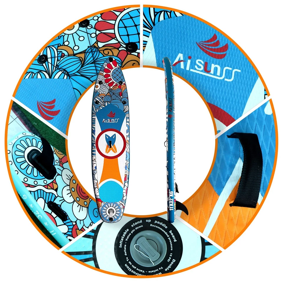Aisunss 11' Inflatable Stand Up Paddle Board iSup surfboard Accessories kayak - Image 4 of 4