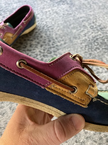 Zapatos de barco Sebago Rossisland para hombre 9,5 M azul marino verde azulado magenta mostaza cubierta - Imagen 4 de 24