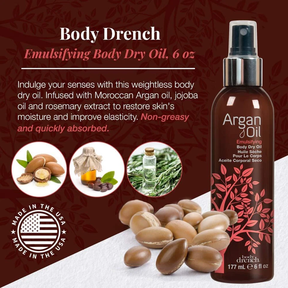 Body Drench Emulsifying Body Dry Oil with Argan Oil 6 Fl Oz Moisturizer - Image 3 of 4