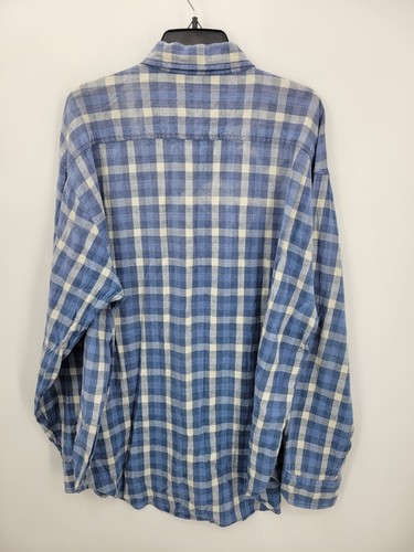 Gap Shirt Mens XL Blue Plaid Linen Blend Long Sleeve Button Up Preppy Office - Picture 2 of 8