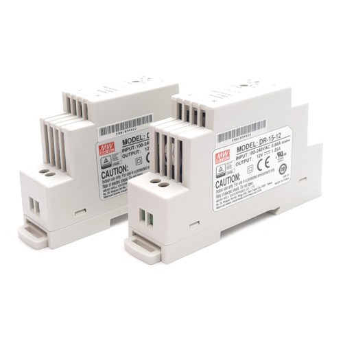 Menge 2 Mean Well DR-15-12 Single Output Netzteil, 100-240VAC IN, 12VDC OUT - Bild 1 von 6