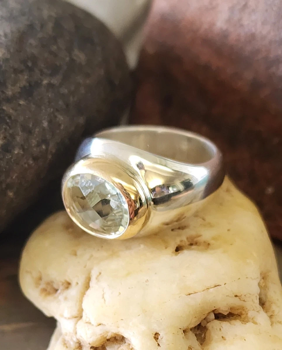 James Avery Retired RARE Light Green Prasiolite 14kt Gold and .925