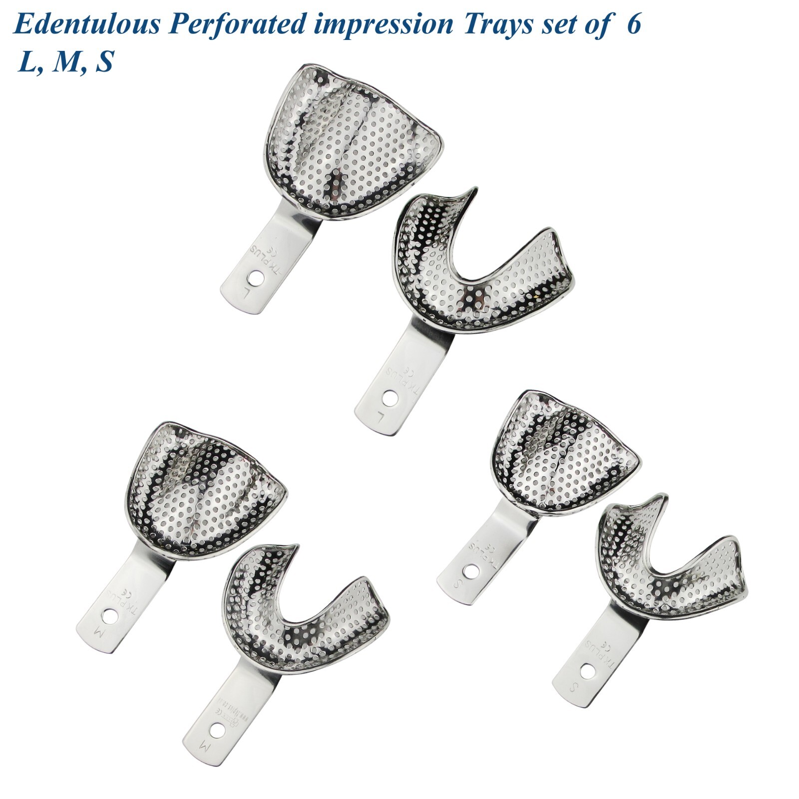 Dental Rim Lock Solid Impression Trays Set perforated Upper & Lower