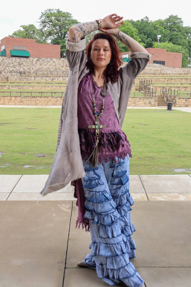 Jaded Gypsy Ruffle Up High-Lo Top in Purple - Image 2 of 4