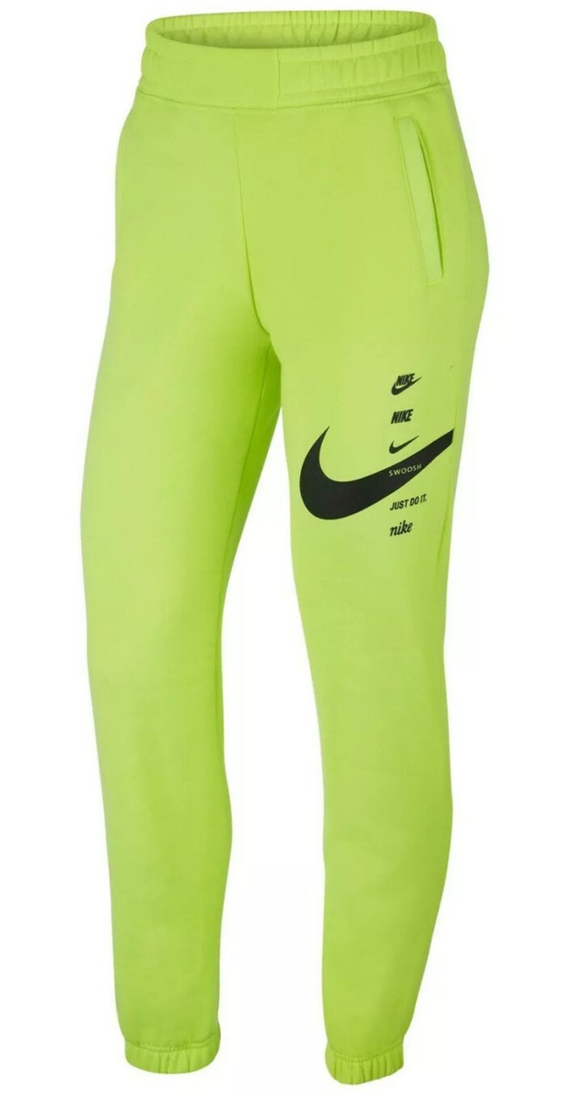nike women's sportswear neon swoosh fleece pants orange