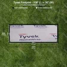 9' x 3' Tyvek Footprint, ground cloth, tarp w/ reinforced grommet corners